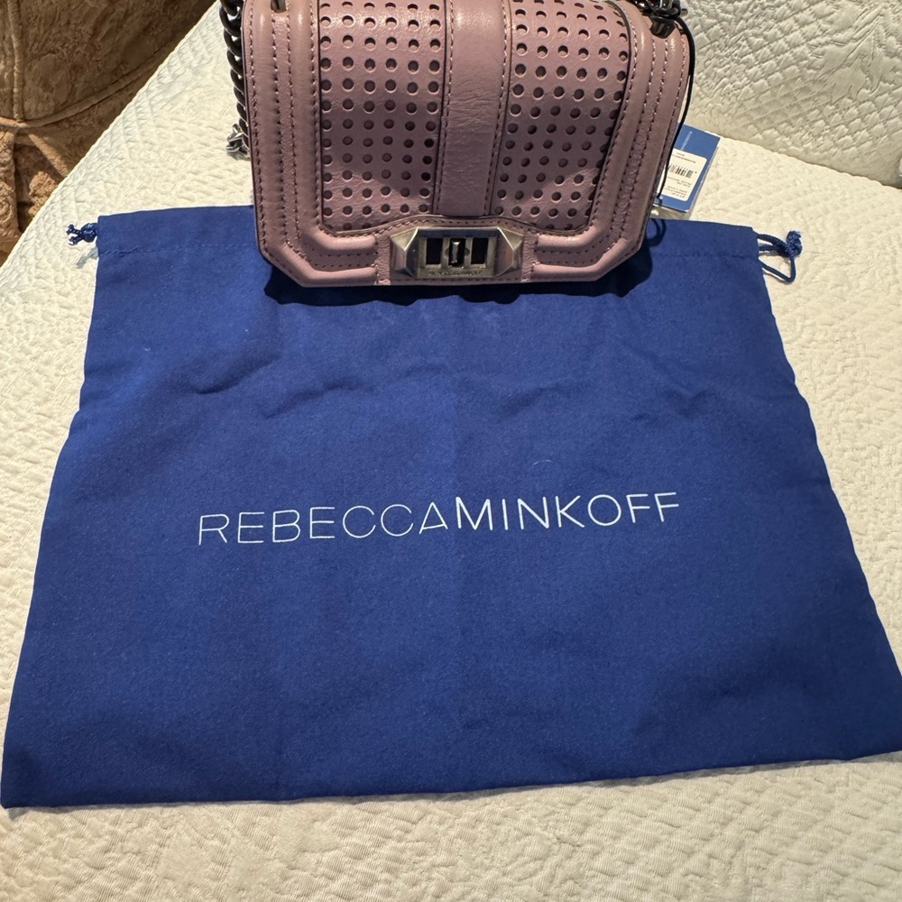 Rebecca Minkoff Perforated Mauve/Plum Smoke Mini Love Crossbody Bag